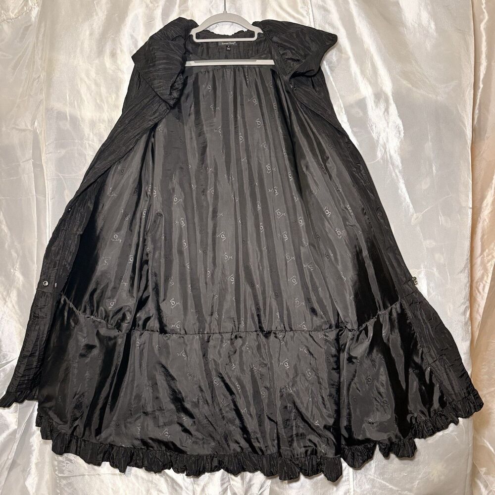 Samuel Dong Black Crinkle Textured Ruffle Collard Bubble Hem Avant Garde Medium - Picture 9 of 11